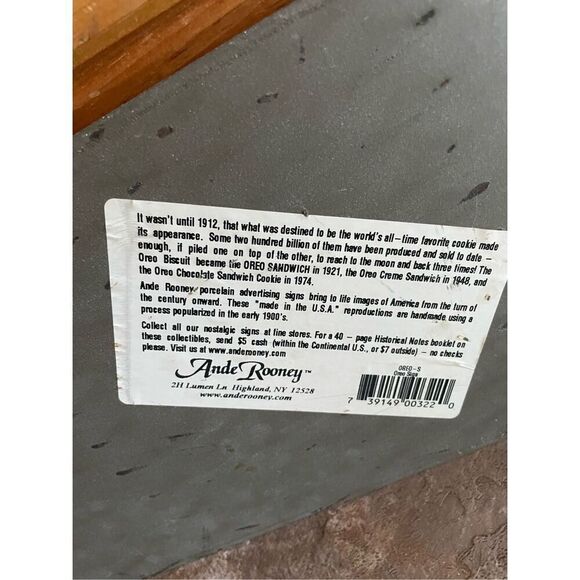 Vintage Ande Rooney Porcelain on Steel Oreo Sign - Picture 3 of 3